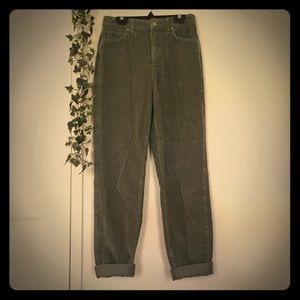 High waisted green corduroys